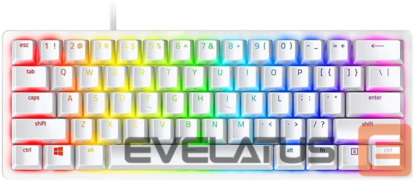 Kompiuterio klaviatūra Razer Huntsman Mini 60%, Gaming keyboard, Optical, RGB LED light, US, Mercury, Wired
