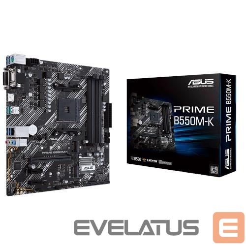 AMD procesoriaus pagrindinė plokštė Asus Mainboard||AMD B550|SAM4|MicroATX|2xPCI-Express 3.0 1x|2xM.2|1xPCI-Express 4.0 16x|Memory DDR4|Memory slots 4|1x15pin D-sub|1xDVI|1xHDMI|6xUSB 3.2|1xPS/2|1xRJ45|3xAudio port|PRIMEB550M-K