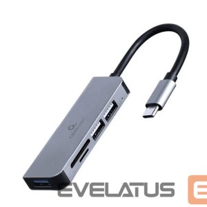 Adapteris Gembird  I/O HUB USB-C 3PORT+CR/UHB-CM-CRU3P1U2P2-01 