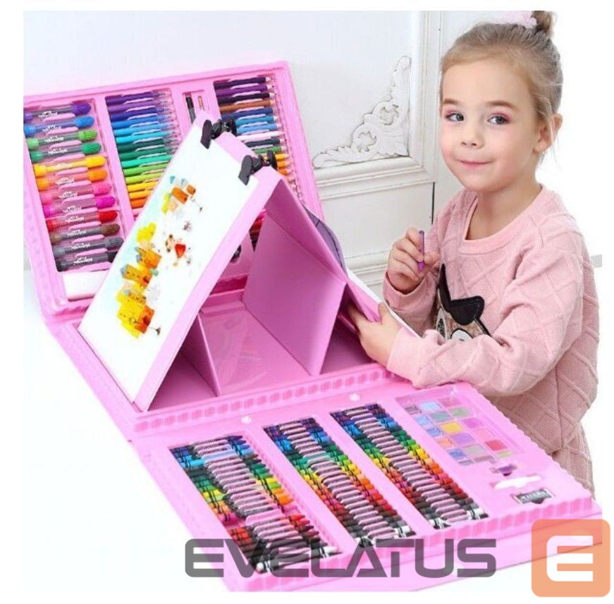 žaislai Kiddyz Stationery Set 208 pcs Kids Art Kit Drawing & Painting Supplies Pink