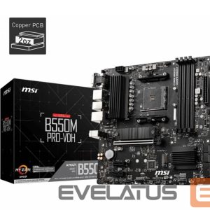 AMD procesoriaus pagrindinė plokštė MSI  Mainboard||AMD B550|SAM4|MicroATX|Memory DDR4|Memory slots 4|2xPCI-Express 3.0 1x|1xPCI-Express 4.0 16x|2xM.2|1x15pin D-sub|1xHDMI|1xDisplayPort|2xAudio-In|1xAudio-Out|2xUSB 2.0|4xUSB 3.2|1xPS/2|1xRJ45|B550MPRO-VDH 
