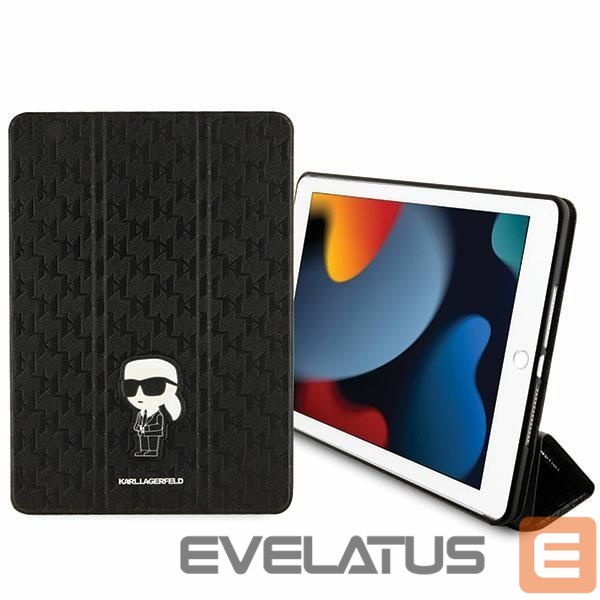 Kitos prekės Karl Lagerfeld Karl Lagerfeld Saffiano Monogram Ikonik Case for iPad 10.2" 2019 (7th gen.) Folio Magnet Allover Cover - Black