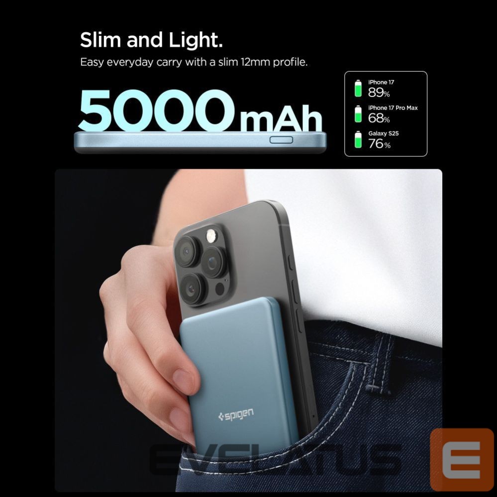 Kitos prekės Spigen Spigen EA2205MQ Essential MagSafe 5000MAH 22.5W QI2 Power Bank - Navy Blue