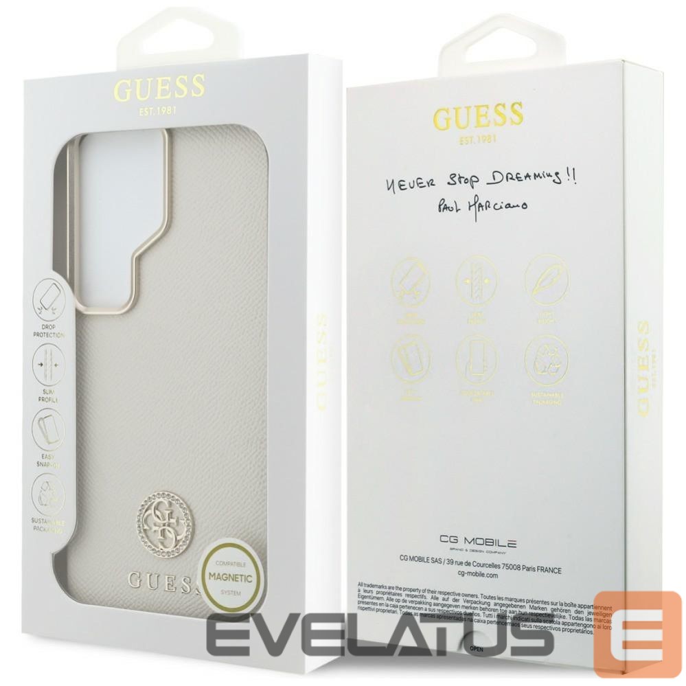 Kitos prekės Guess Guess Rhinestone Round Logo MagSafe Case for Samsung Galaxy S26 Ultra - Beige