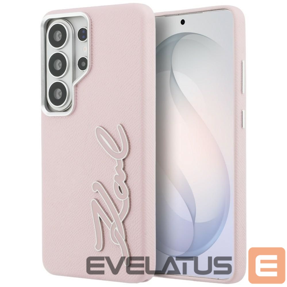 Kitos prekės Karl Lagerfeld Karl Lagerfeld Grained Signature Metal Resin Logo Case for Samsung Galaxy S26 Ultra - Pink