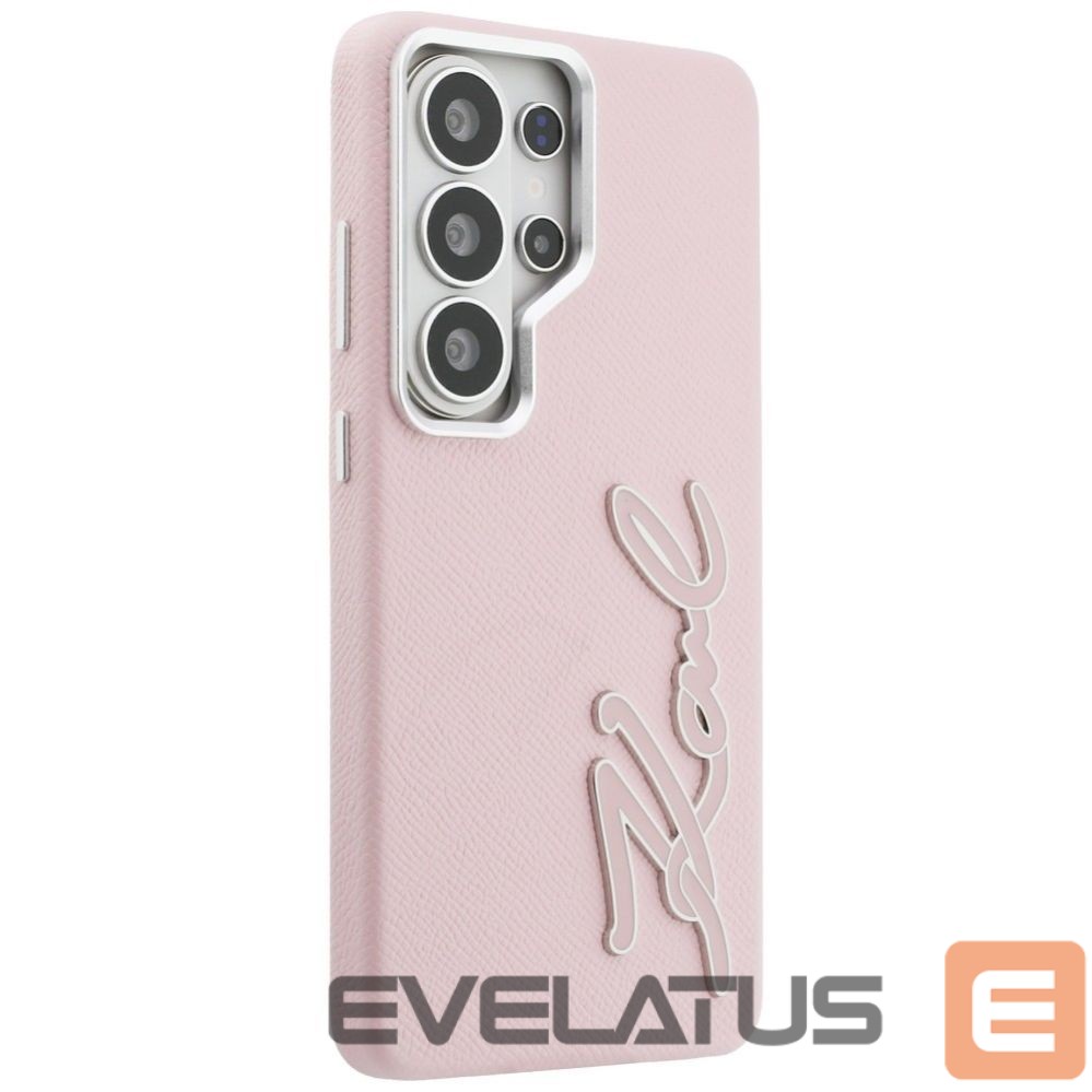Kitos prekės Karl Lagerfeld Karl Lagerfeld Grained Signature Metal Resin Logo Case for Samsung Galaxy S26 Ultra - Pink