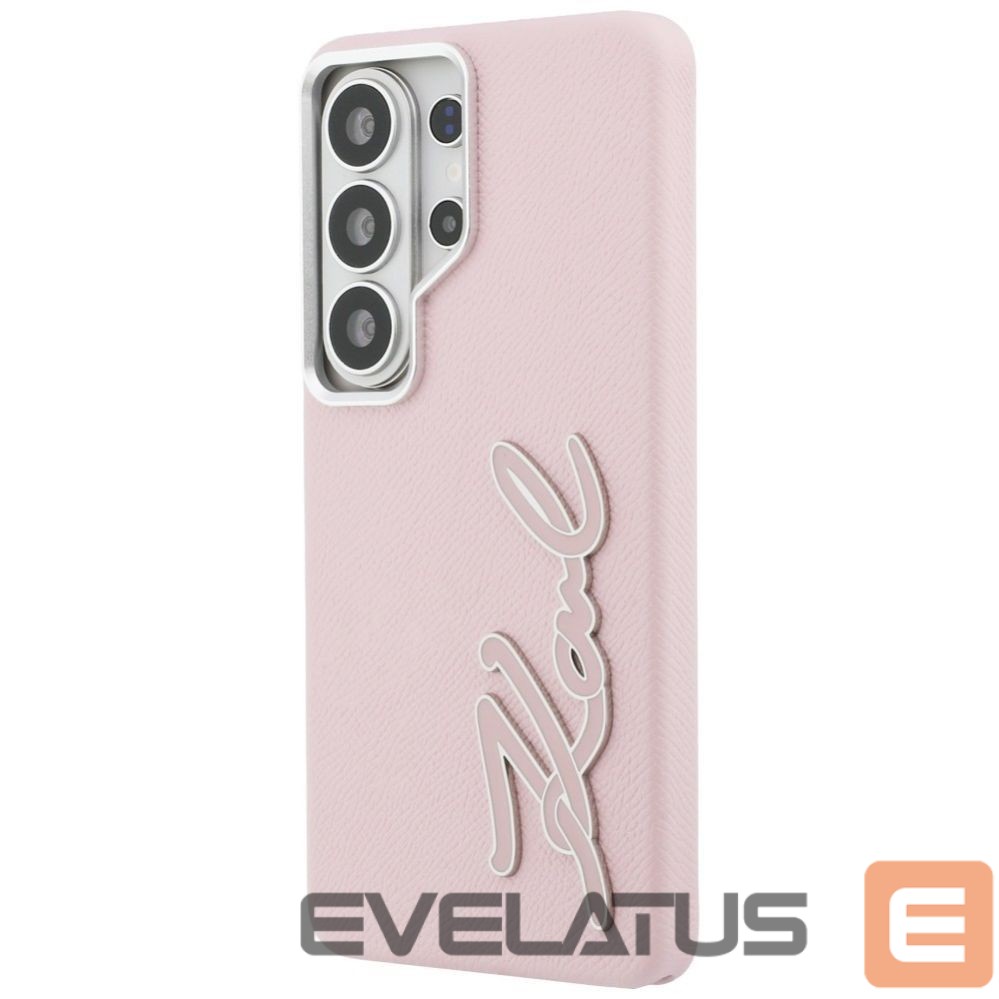 Kitos prekės Karl Lagerfeld Karl Lagerfeld Grained Signature Metal Resin Logo Case for Samsung Galaxy S26 Ultra - Pink