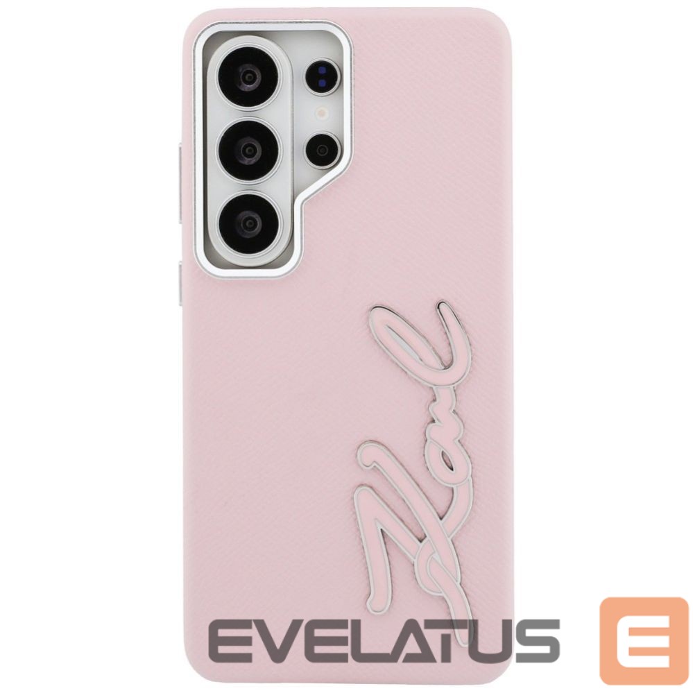 Kitos prekės Karl Lagerfeld Karl Lagerfeld Grained Signature Metal Resin Logo Case for Samsung Galaxy S26 Ultra - Pink