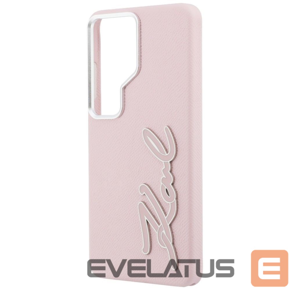 Kitos prekės Karl Lagerfeld Karl Lagerfeld Grained Signature Metal Resin Logo Case for Samsung Galaxy S26 Ultra - Pink