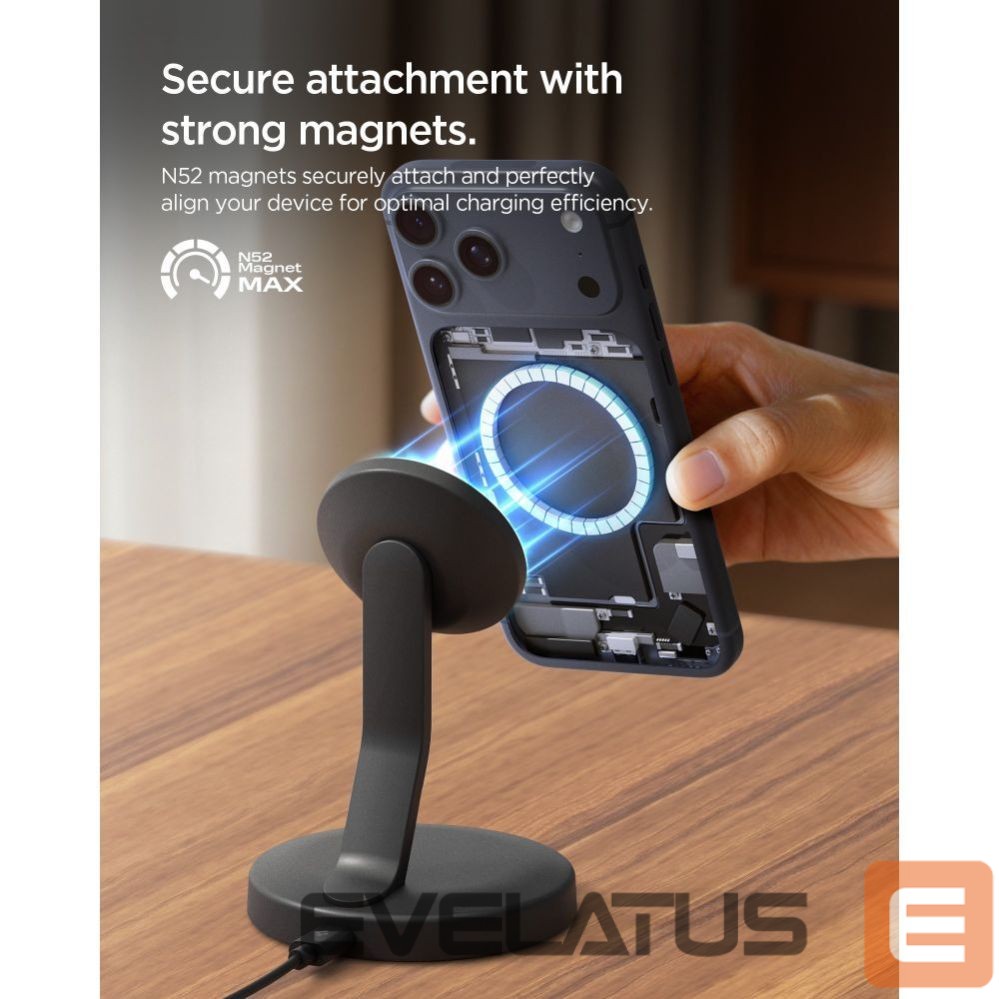 Kitos prekės Spigen Spigen EF151MS Essential MagSafe 15W Wireless Charger - Black