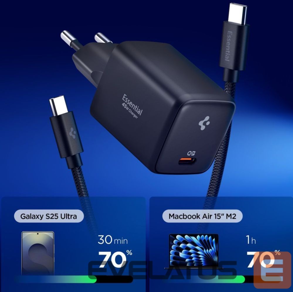 Kitos prekės Spigen Spigen EE451EU Essential USB-C 45W Wall Charger - Black