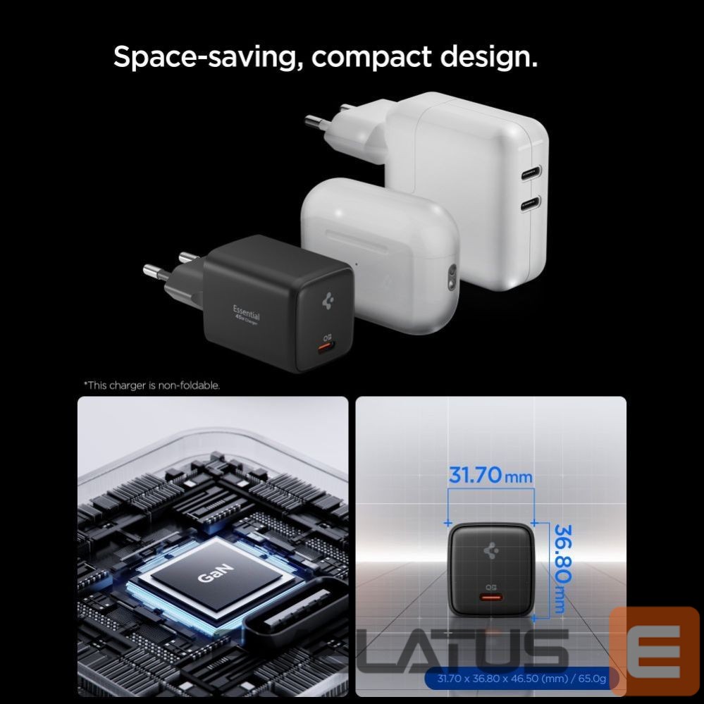 Kitos prekės Spigen Spigen EE451EU Essential USB-C 45W Wall Charger - Black