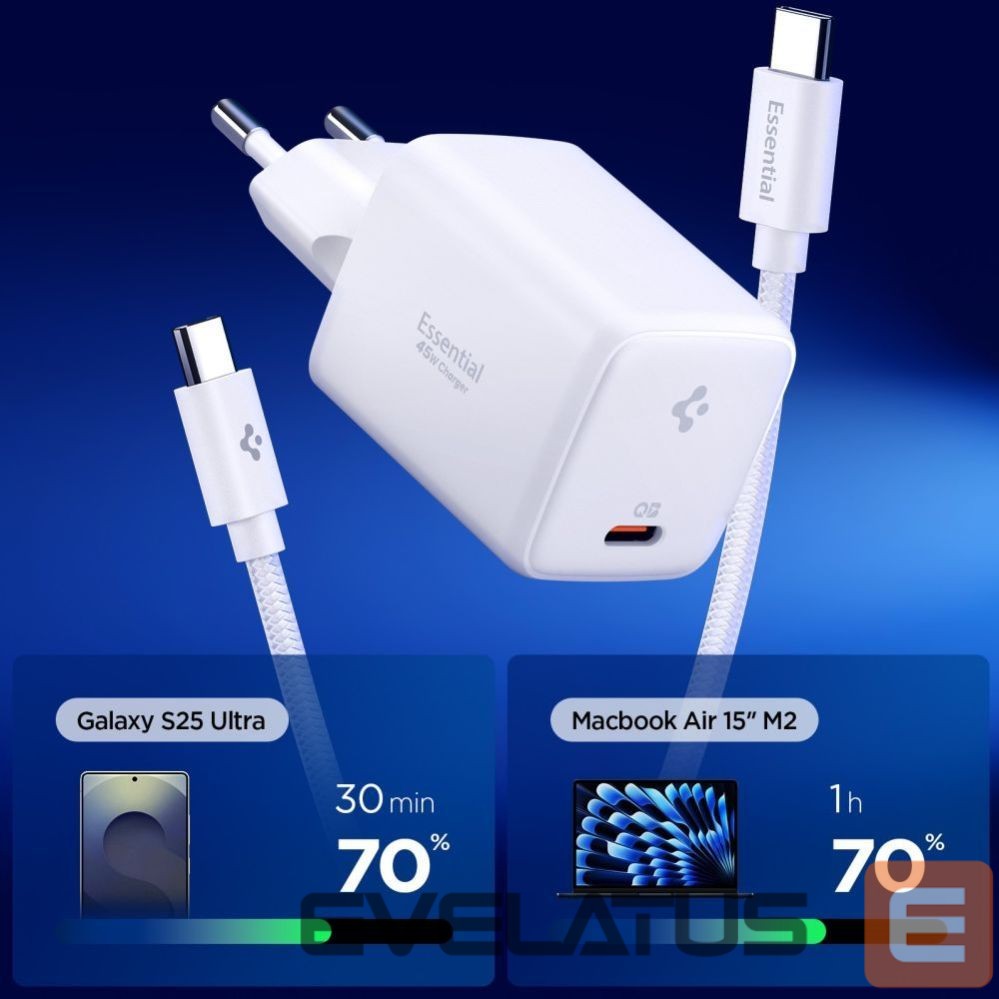 Kitos prekės Spigen Spigen EE451EU Essential USB-C 45W Wall Charger - White