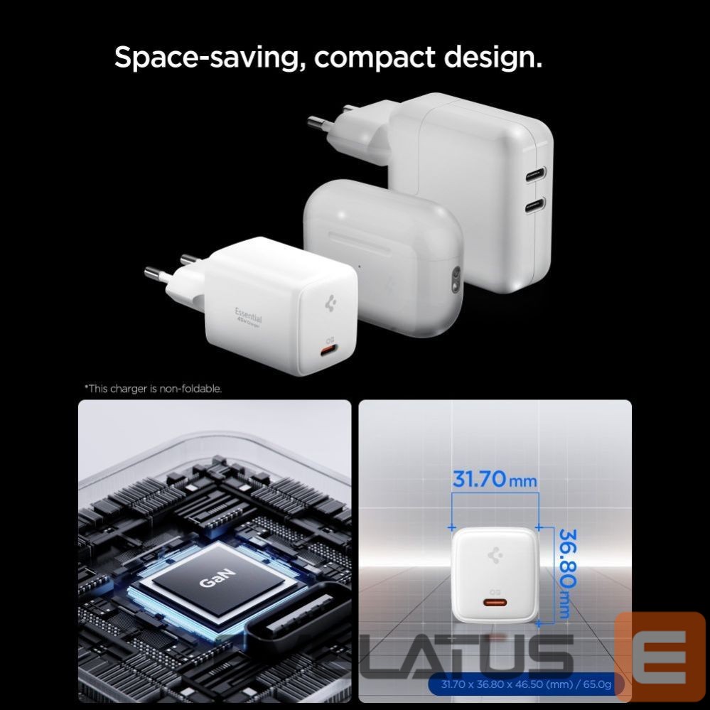 Kitos prekės Spigen Spigen EE451EU Essential USB-C 45W Wall Charger - White