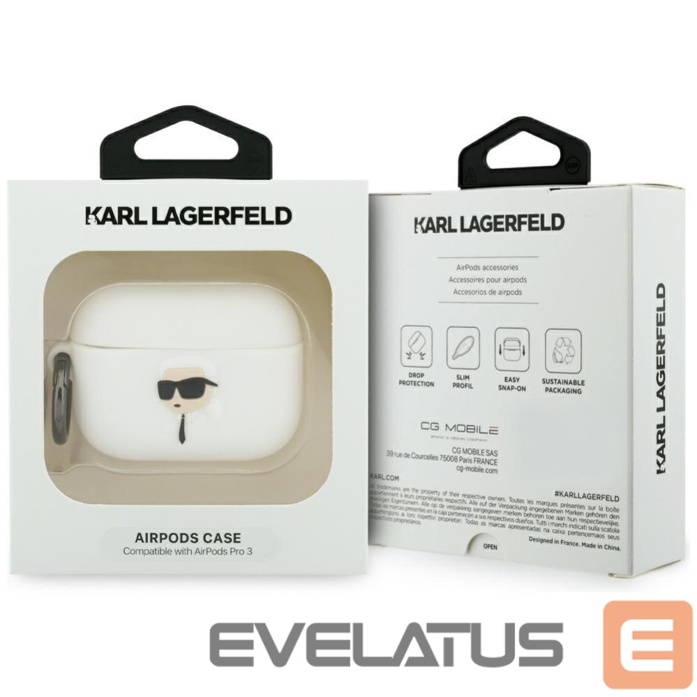 Kitos prekės Karl Lagerfeld Karl Lagerfeld Silicone Karl Head 3D Case for AirPods Pro 3 - White