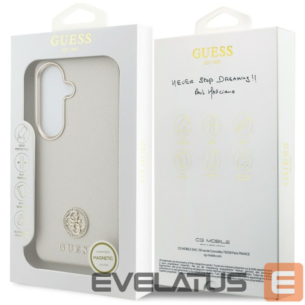 Kitos prekės Guess Guess Rhinestone Round Logo MagSafe Case for Samsung Galaxy S26+ - Beige
