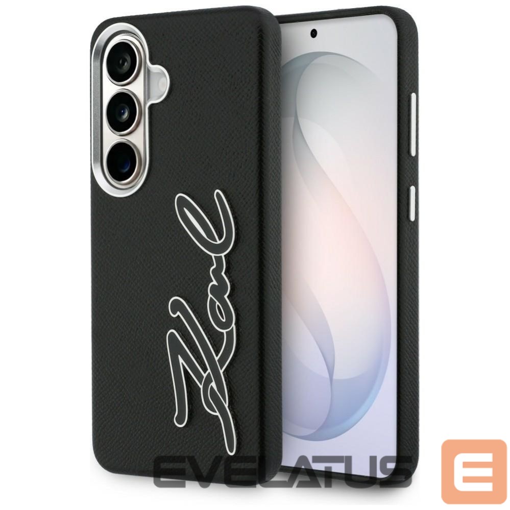 Kitos prekės Karl Lagerfeld Karl Lagerfeld Grained Signature Metal Resin Logo Case for Samsung Galaxy S26 - Black