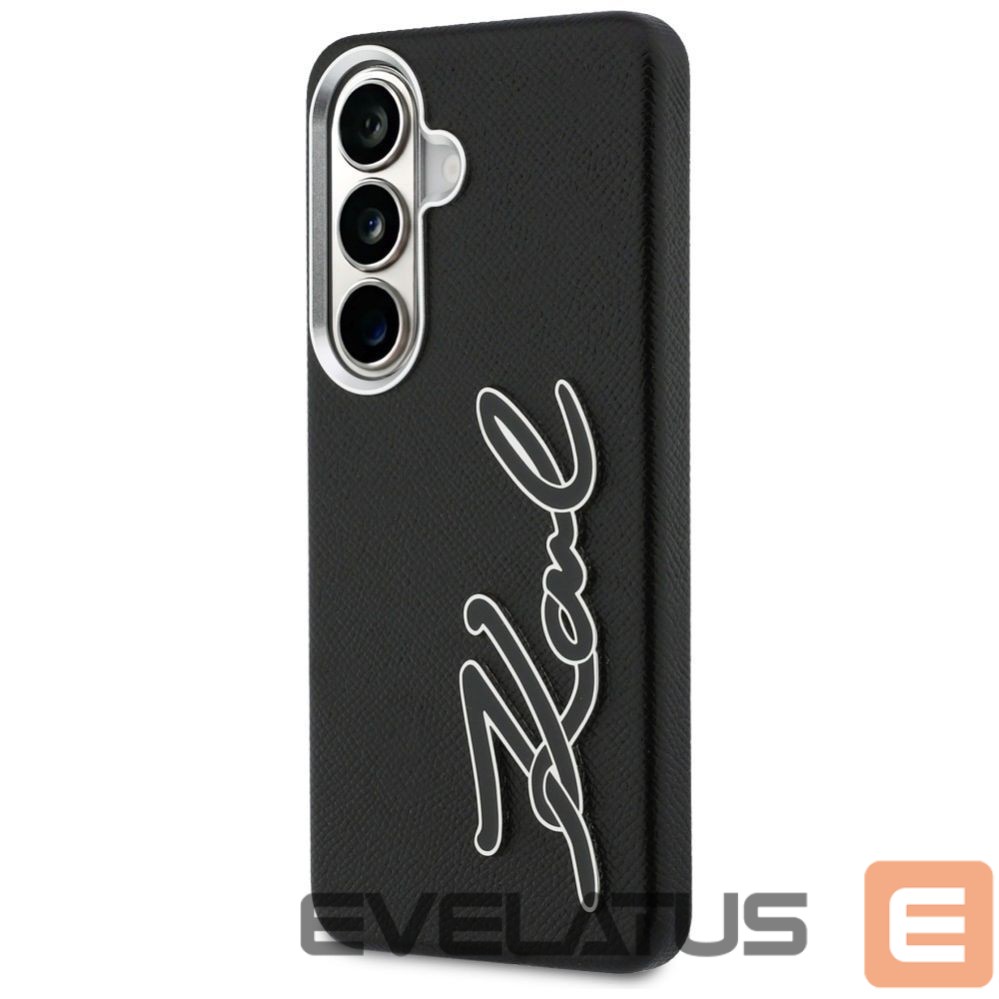 Kitos prekės Karl Lagerfeld Karl Lagerfeld Grained Signature Metal Resin Logo Case for Samsung Galaxy S26 - Black