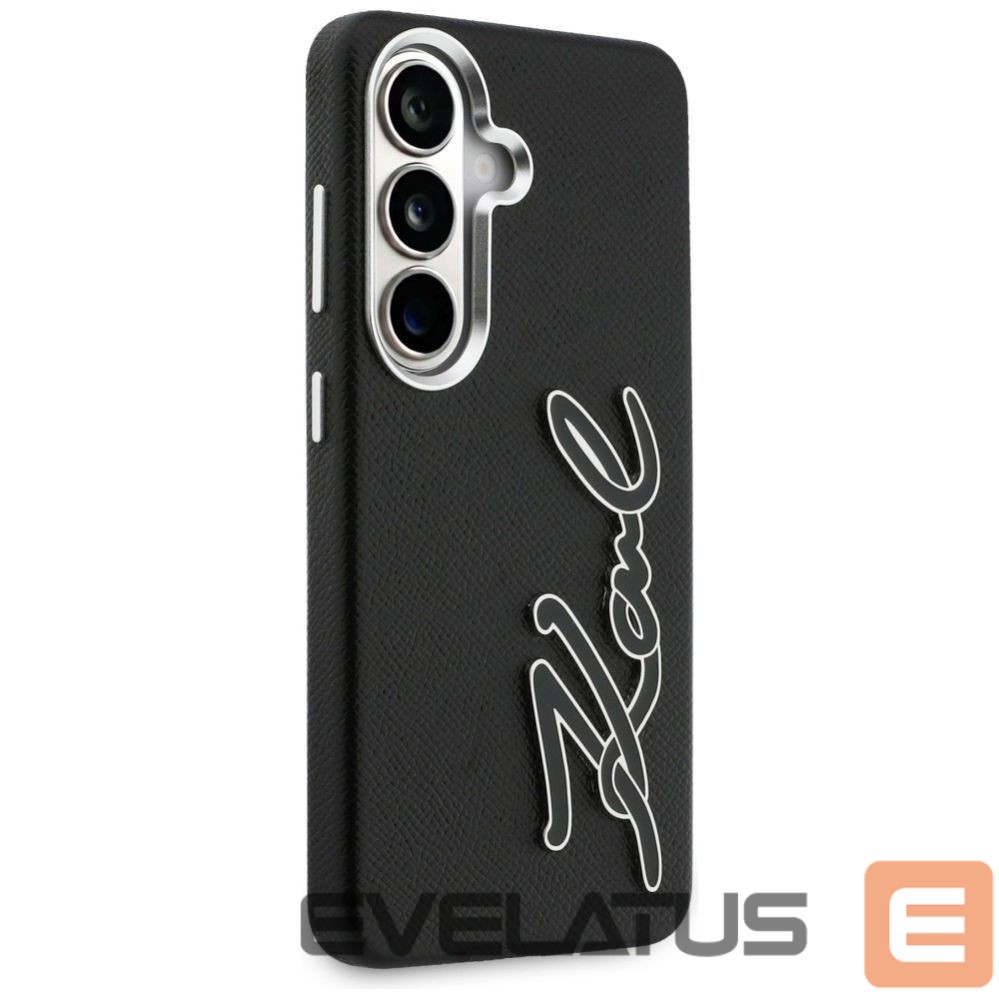 Kitos prekės Karl Lagerfeld Karl Lagerfeld Grained Signature Metal Resin Logo Case for Samsung Galaxy S26 - Black