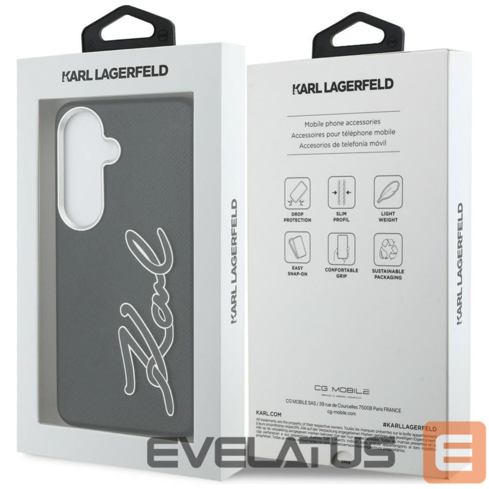 Kitos prekės Karl Lagerfeld Karl Lagerfeld Grained Signature Metal Resin Logo Case for Samsung Galaxy S26 - Black