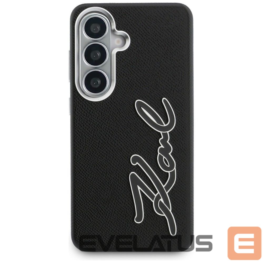 Kitos prekės Karl Lagerfeld Karl Lagerfeld Grained Signature Metal Resin Logo Case for Samsung Galaxy S26 - Black