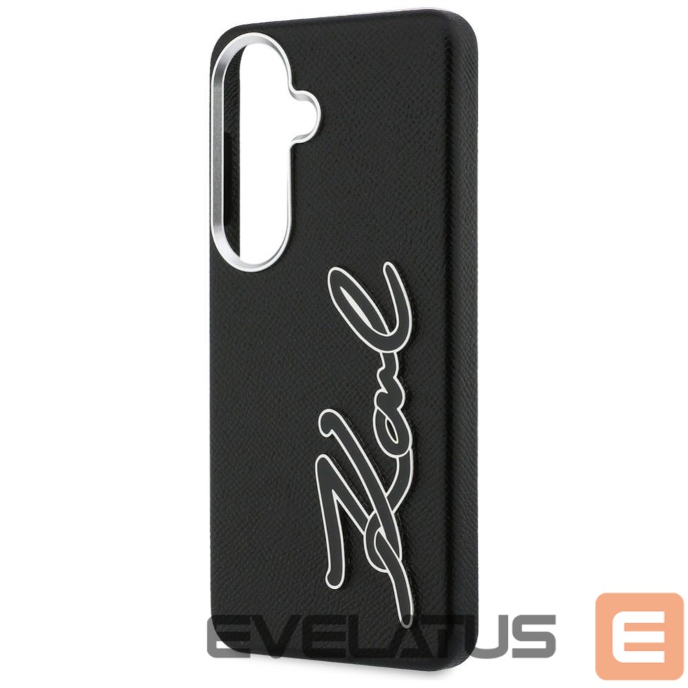 Kitos prekės Karl Lagerfeld Karl Lagerfeld Grained Signature Metal Resin Logo Case for Samsung Galaxy S26 - Black