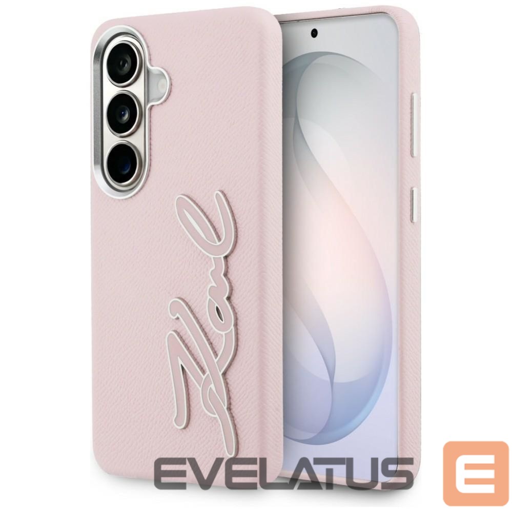 Kitos prekės Karl Lagerfeld Karl Lagerfeld Grained Signature Metal Resin Logo Case for Samsung Galaxy S26 - Pink