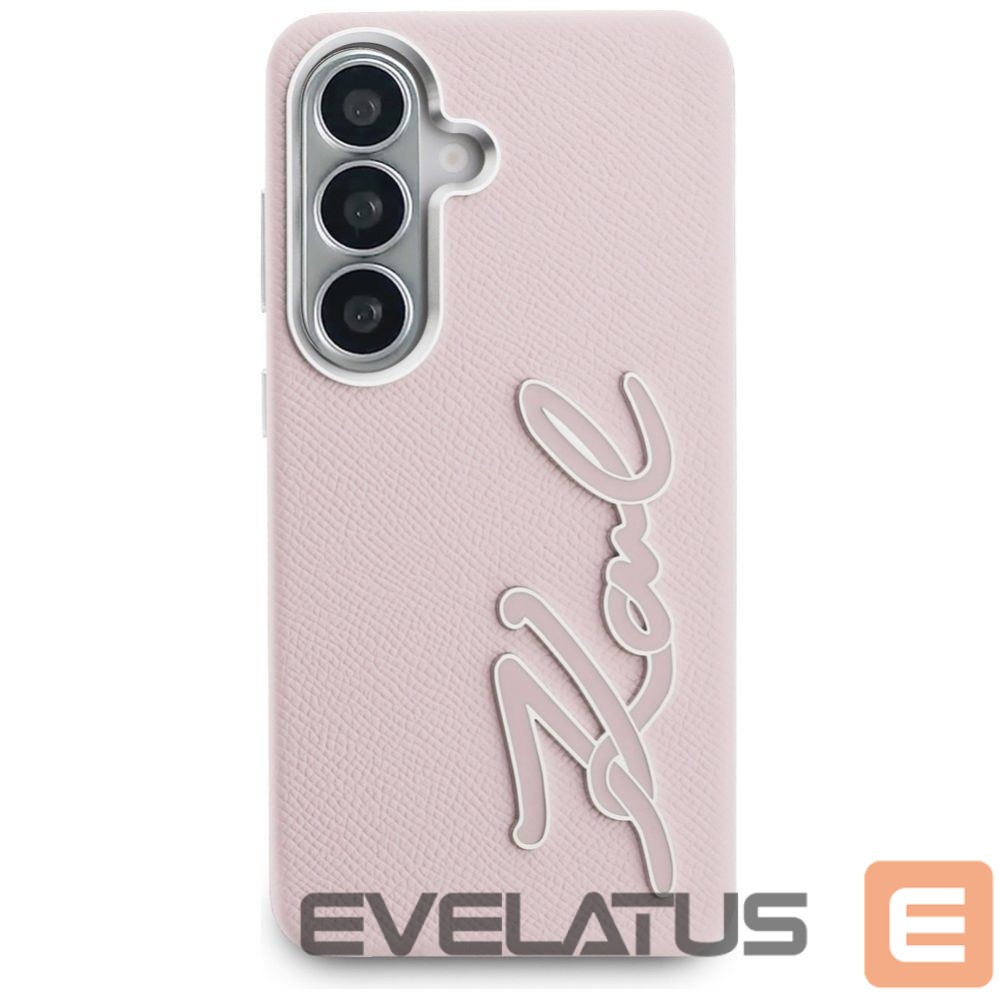 Kitos prekės Karl Lagerfeld Karl Lagerfeld Grained Signature Metal Resin Logo Case for Samsung Galaxy S26 - Pink