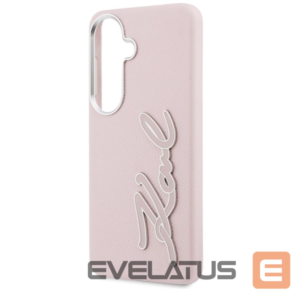 Kitos prekės Karl Lagerfeld Karl Lagerfeld Grained Signature Metal Resin Logo Case for Samsung Galaxy S26 - Pink