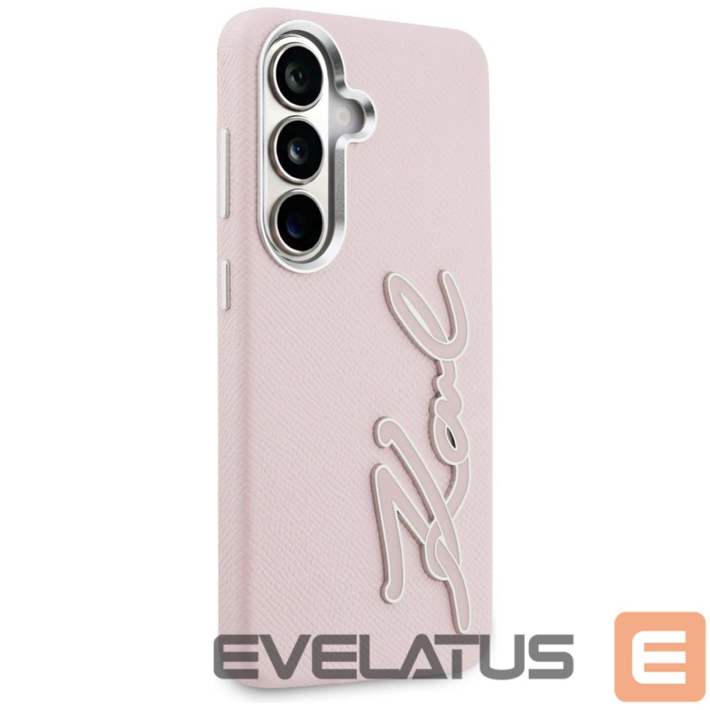 Kitos prekės Karl Lagerfeld Karl Lagerfeld Grained Signature Metal Resin Logo Case for Samsung Galaxy S26 - Pink