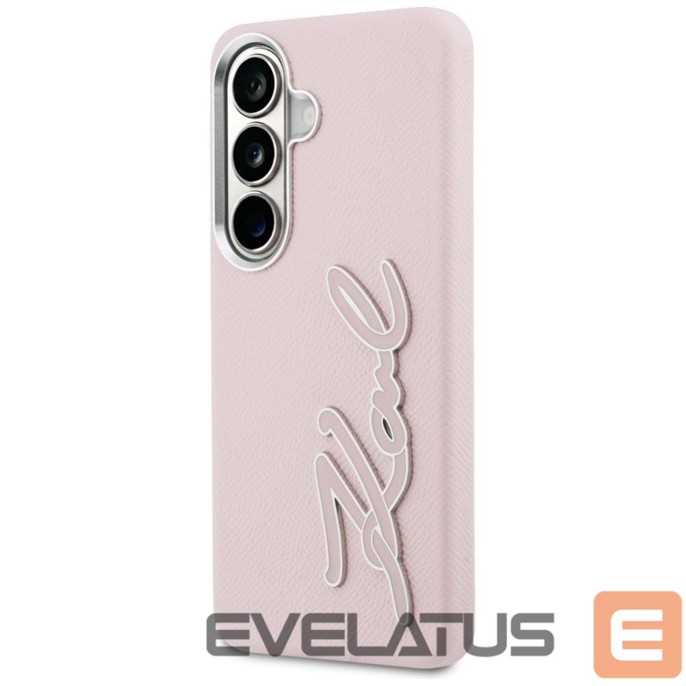 Kitos prekės Karl Lagerfeld Karl Lagerfeld Grained Signature Metal Resin Logo Case for Samsung Galaxy S26 - Pink
