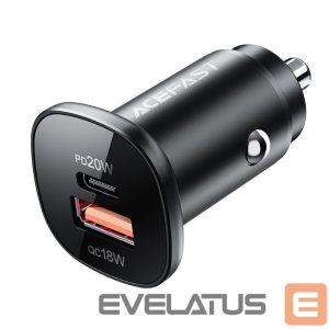 Adapteriai Acefast  Acefast car charger 38W USB Type C / USB, PPS, Power Delivery, Quick Charge 3.0, AFC, FCP black (B1 black) 