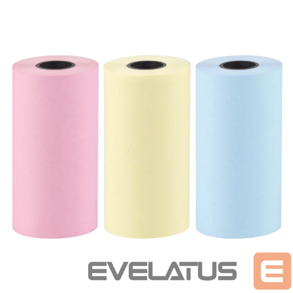Eksploatacinės medžiagos spausdintuvams Hurtel Set of colorful paper rolls for the HURC9 cat mini thermal printer - 3 pcs.