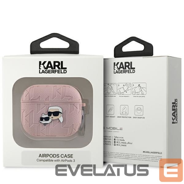Kitas telefono priedas Karl Lagerfeld Karl Lagerfeld Monogram Karl & Choupette Head case for AirPods 3 - pink