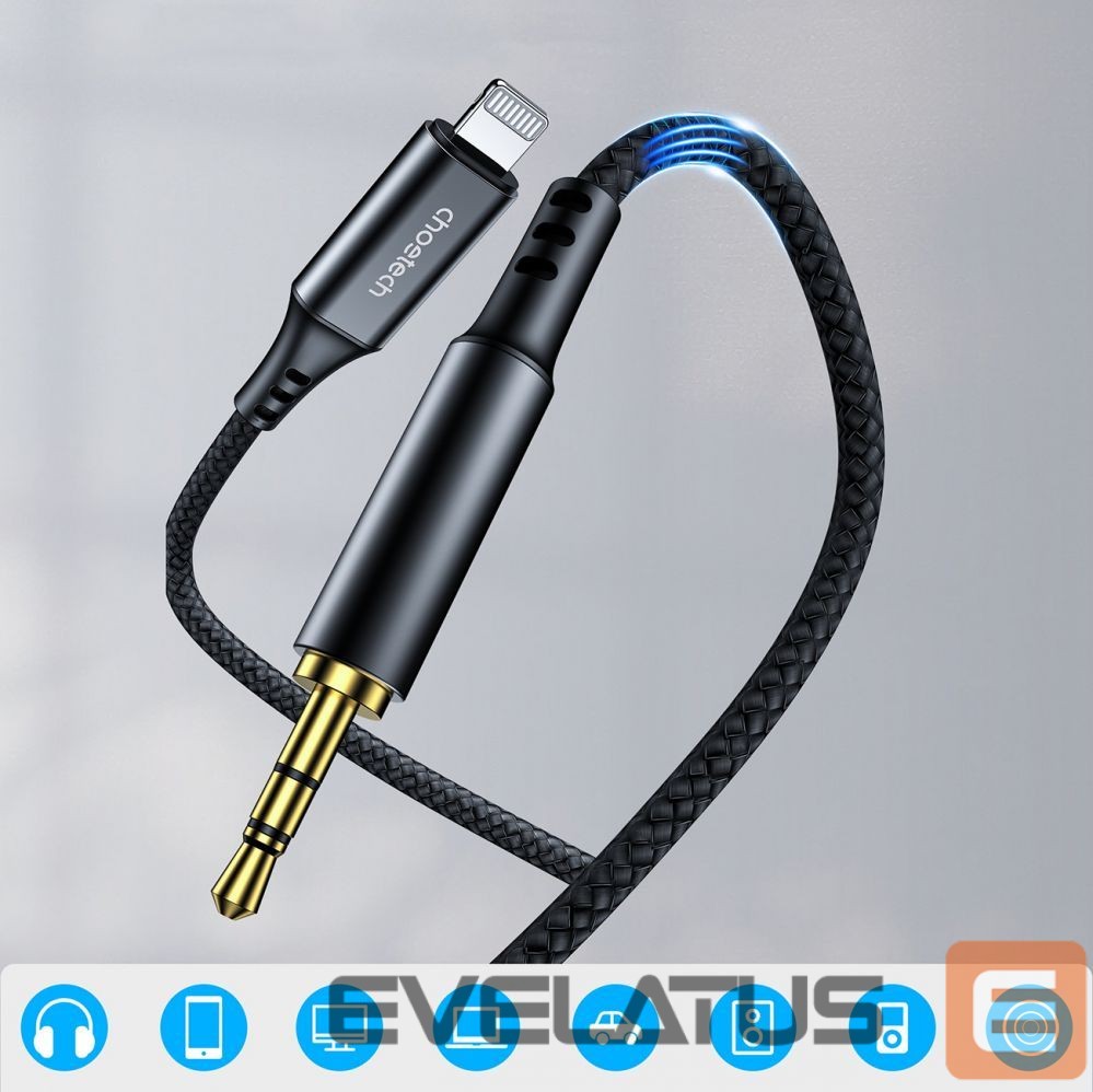 Kabelis Choetech Choetech AUX007 Lighting / mini jack 3.5mm cable 1 m - black