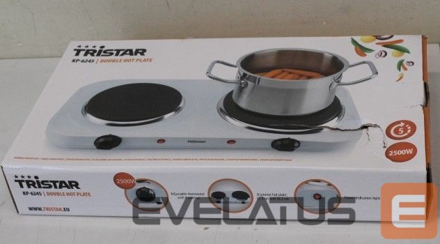 Elektrinė orkaitė Tristar SALE OUT. Free standing table hob | KP-6245 | Number of burners/cooking zones 2 | Rotary | White | DAMAGED PACKAGING | Electric