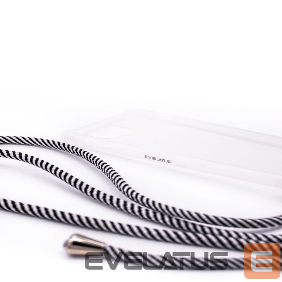 Nugarėlės dėklai Evelatus Samsung A50 Case with rope Black Stripes Transparent