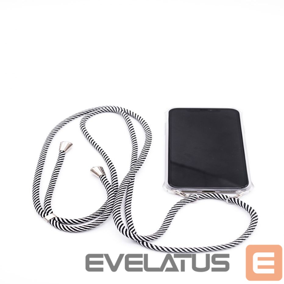 Nugarėlės dėklai Evelatus Samsung A50 Case with rope Black Stripes Transparent