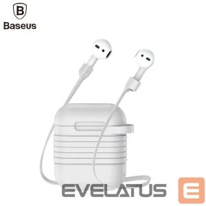 Nugarėlės dėklai Baseus Apple Silicone Protective case with Magnetic Strap for AirPods headphones Grey