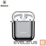 Nugarėlės dėklai Baseus  Metallic Shining Ultra-thin Silicone Protector Case with Hook for Airpods 1 / 2 Black