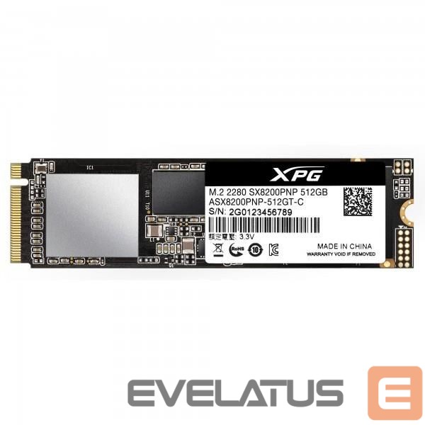 Kietasis diskas SDD ADATA SSD||XPG SX8200 Pro|512GB|M.2|PCIE|NVMe|TLC|Write speed 2300 MBytes/sec|Read speed 3500 MBytes/sec|3.5mm|TBW 320 TB|MTBF 2000000 hours|ASX8200PNP-512GT-C