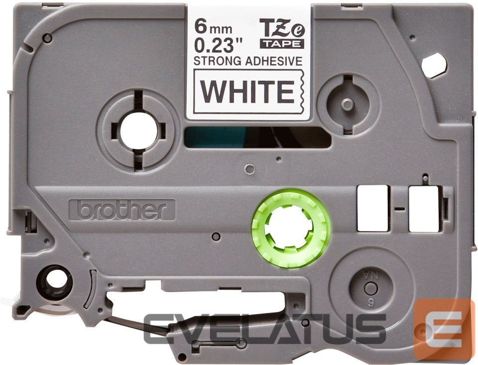 Eksploatacinės medžiagos spausdintuvams Brother TZe-S211 Strong Adhesive Laminated Tape Black on White, TZe, 8 m, 6 mm