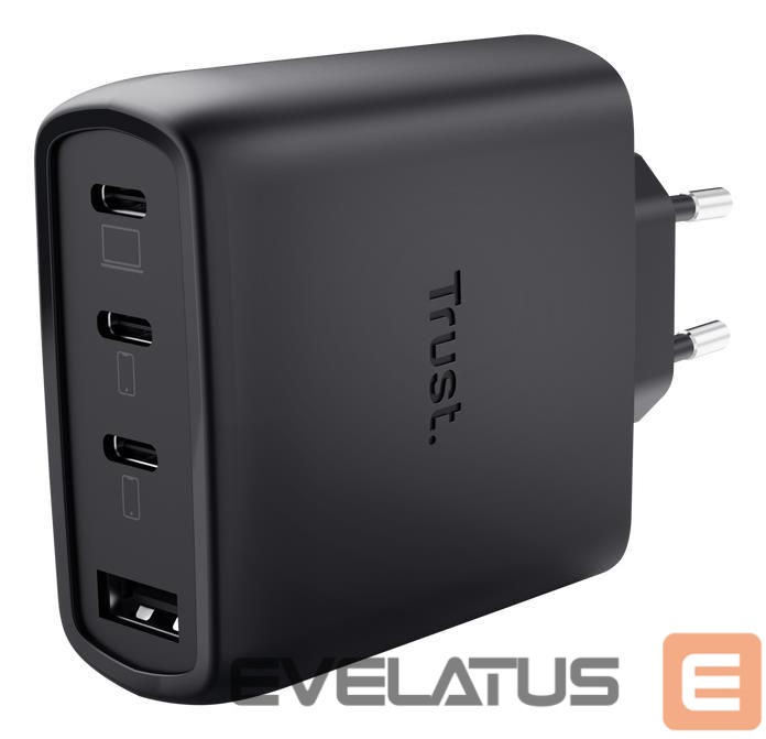 Įkrovikliai ir kabeliai Trust MOBILE CHARGER WALL MAXO 65W/4-PORT GAN BLACK 26067