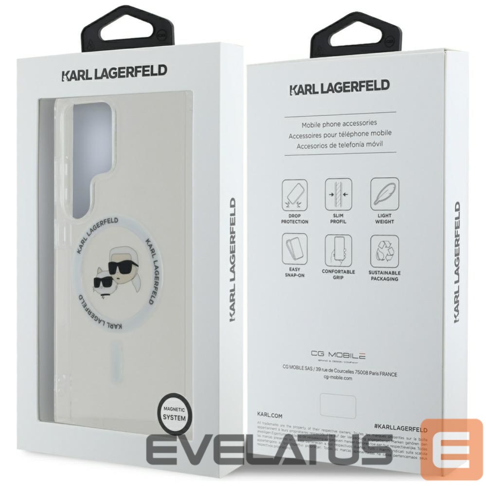 Kitos prekės Karl Lagerfeld Case Karl Lagerfeld Button Karl & Choupette Heads Printed Logo MagSafe Samsung Galaxy S25 Ultra white