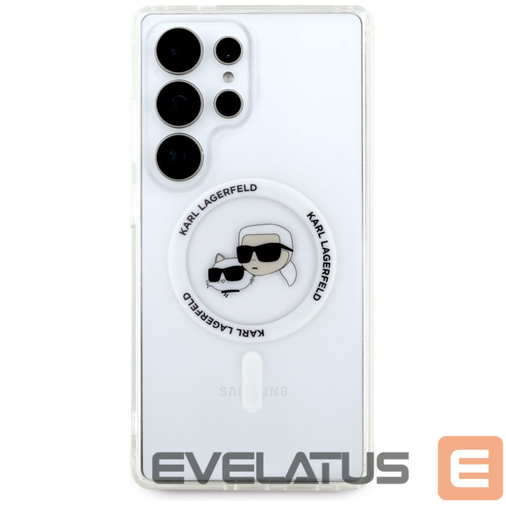 Kitos prekės Karl Lagerfeld Case Karl Lagerfeld Button Karl & Choupette Heads Printed Logo MagSafe Samsung Galaxy S25 Ultra white