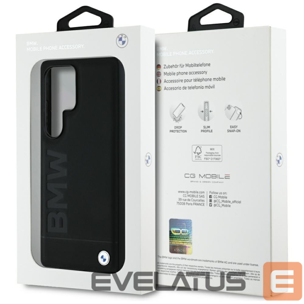 Kitos prekės BMW BMW Leather Big Wordmark Case for Samsung Galaxy S25 Ultra - Black