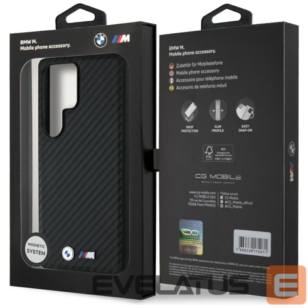 Kitos prekės BMW BMW Leather Carbon MagSafe Case for Samsung Galaxy S25 Ultra - Black