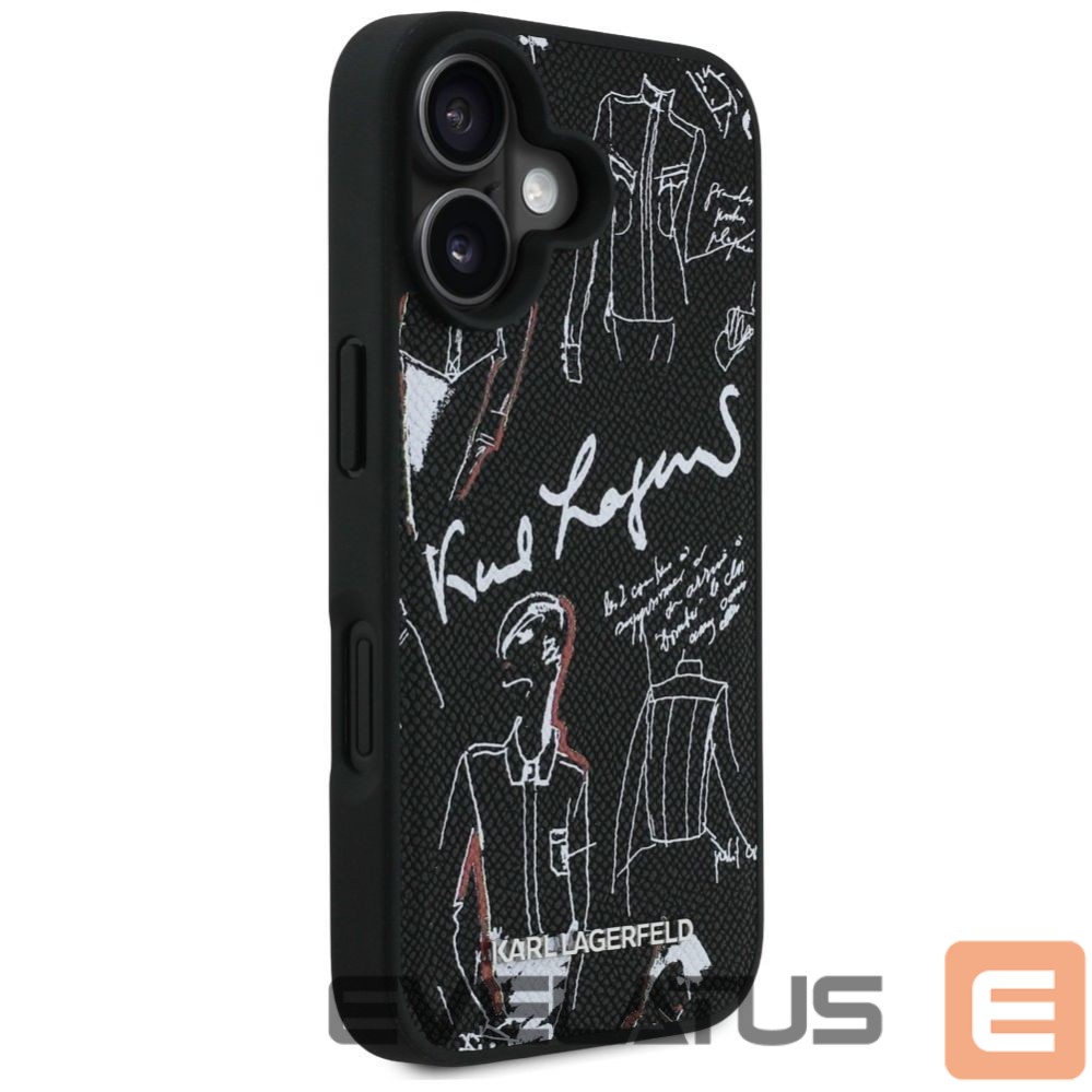 Kitos prekės Karl Lagerfeld Karl Lagerfeld Grained Pattern & Logo MagSafe Case for iPhone 16 - Black