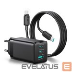 Kitos prekės Joyroom  Joyroom JR-TG10 65W GaN 2x USB-C + USB-A wall charger with 100W USB-C - USB-C 1.2m cable - black 