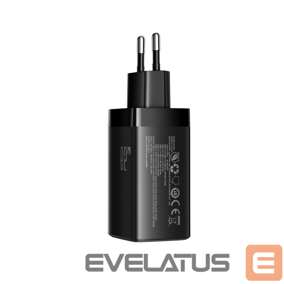 Kitos prekės Joyroom Joyroom JR-TG10 65W GaN 2x USB-C + USB-A wall charger with 100W USB-C - USB-C 1.2m cable - black